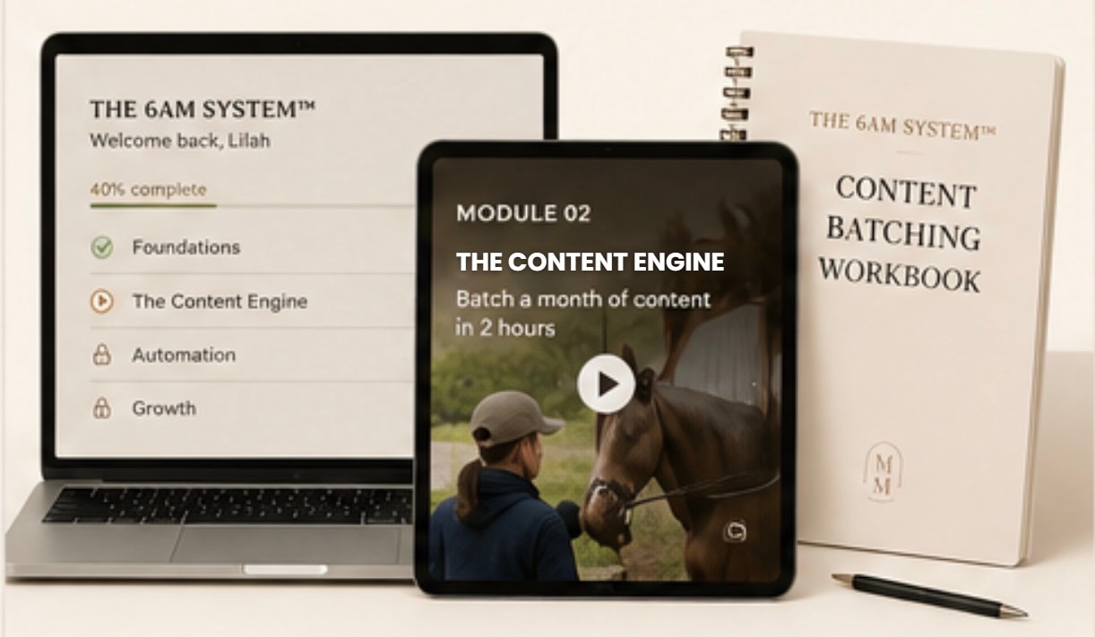 What's inside The 6am System: five course modules, video lessons and the content batching workbook