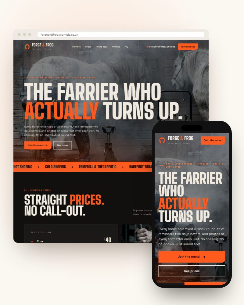 Forge & Frog Farriery website redesign