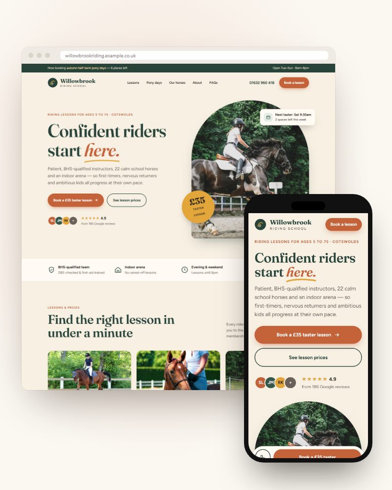 Willowbrook Riding School website redesign